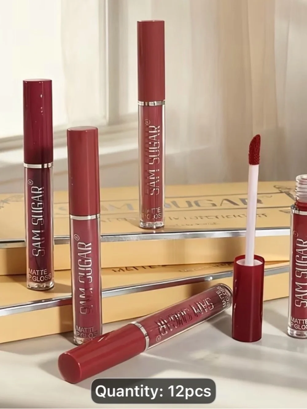 Matte Liquid Lipstick Set - 12pcs Nude & Pink Tones